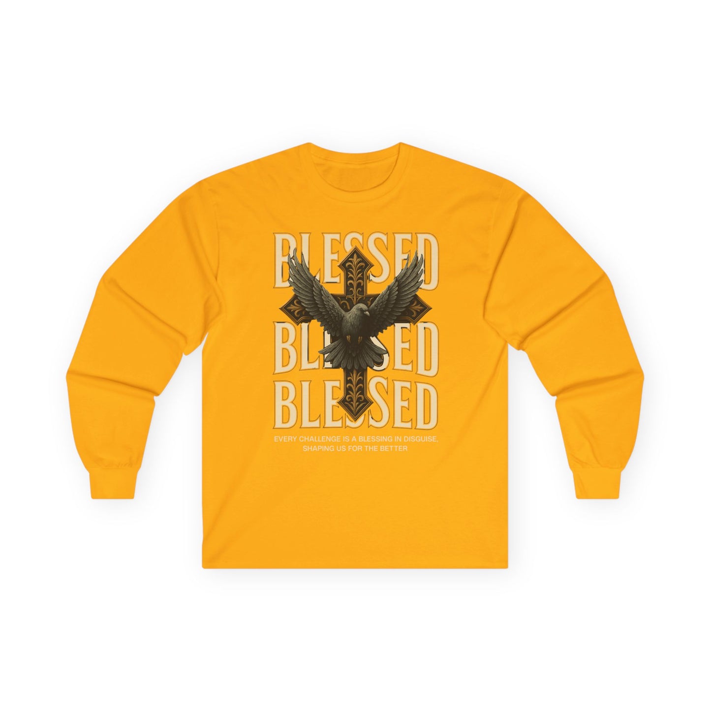 Blessed Eagle Long Sleeve Tee — 'Blessed' Inspirational Graphic Shirt