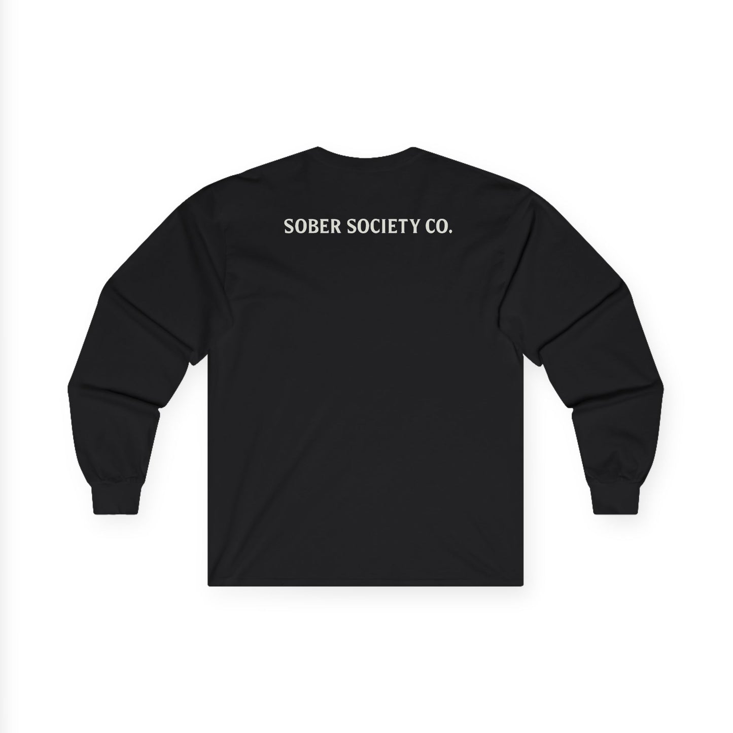 Sober Society Long Sleeve Tee — 'SOBER.' Chest Logo & 'SOBER SOCIETY CO.' Back
