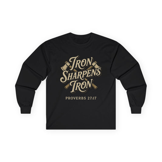 Long Sleeve Tee — "Iron Sharpens Iron" Proverbs 27:17 Christian Motivational Shirt