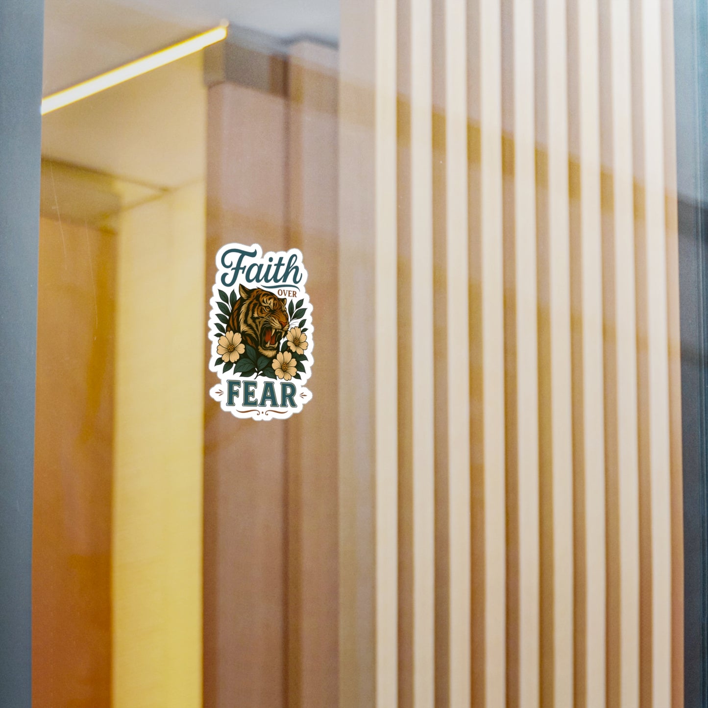 Faith Over Fear Tiger Sticker — Kiss-Cut Vinyl Decal