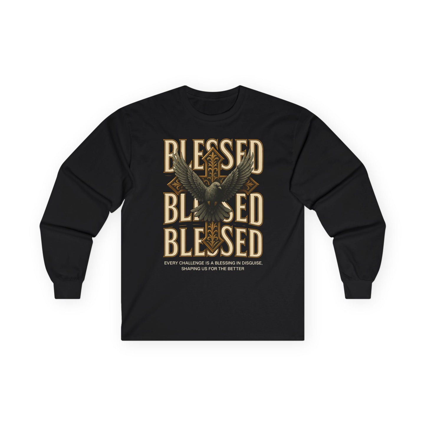 Blessed Eagle Long Sleeve Tee — 'Blessed' Inspirational Graphic Shirt