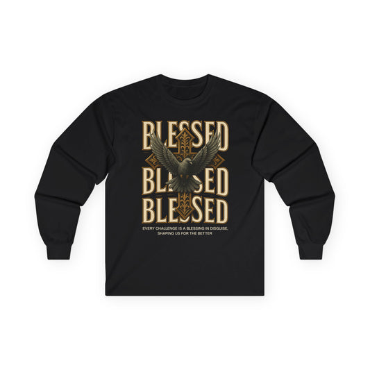Blessed Eagle Long Sleeve Tee — 'Blessed' Inspirational Graphic Shirt